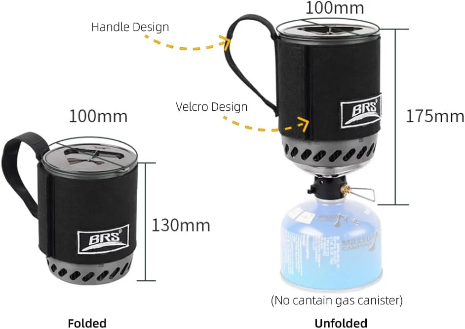 0.5L Boil Camping Pot, Foldable High Efficiency Heat Exchanger Pot,Portable Camp Burner System For Hiking Travel