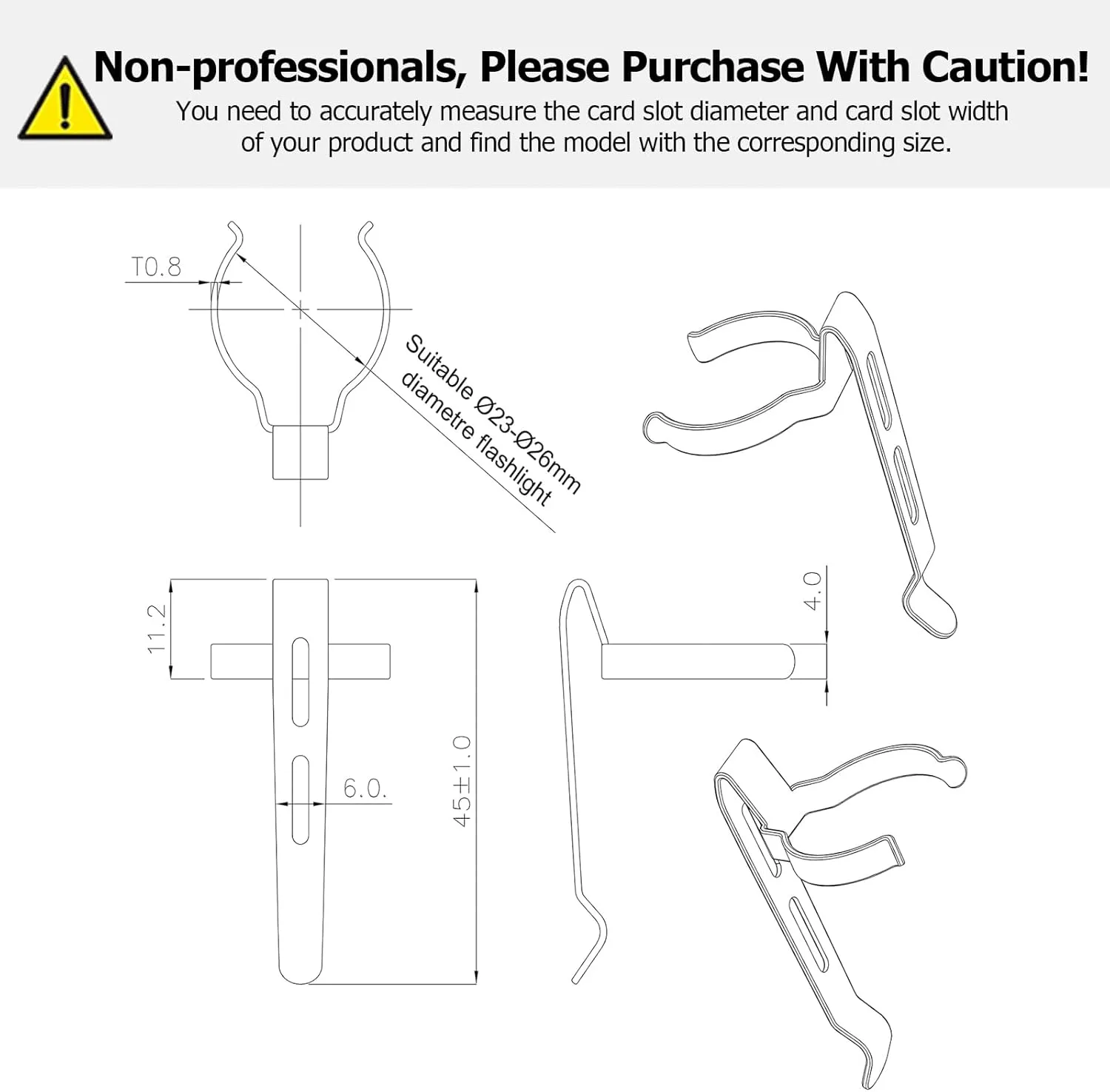 10-Pack B119X10 Flashlight Clips, Durable Stainless Steel Pen Clip, Convenient to Carry