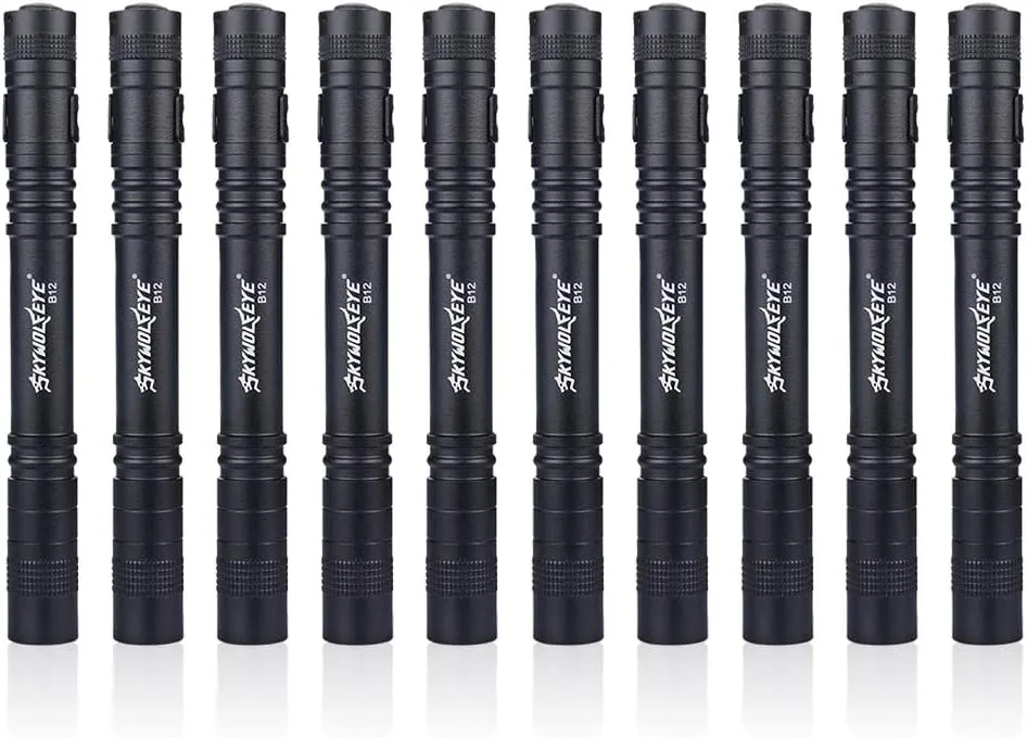 10 Pcs Led Medical Penlight Flashlights, Pen Flashlight Black Small Mini Poacket Flashlight with Clip with 3 Modes, LED Compact Penlight Waterproof