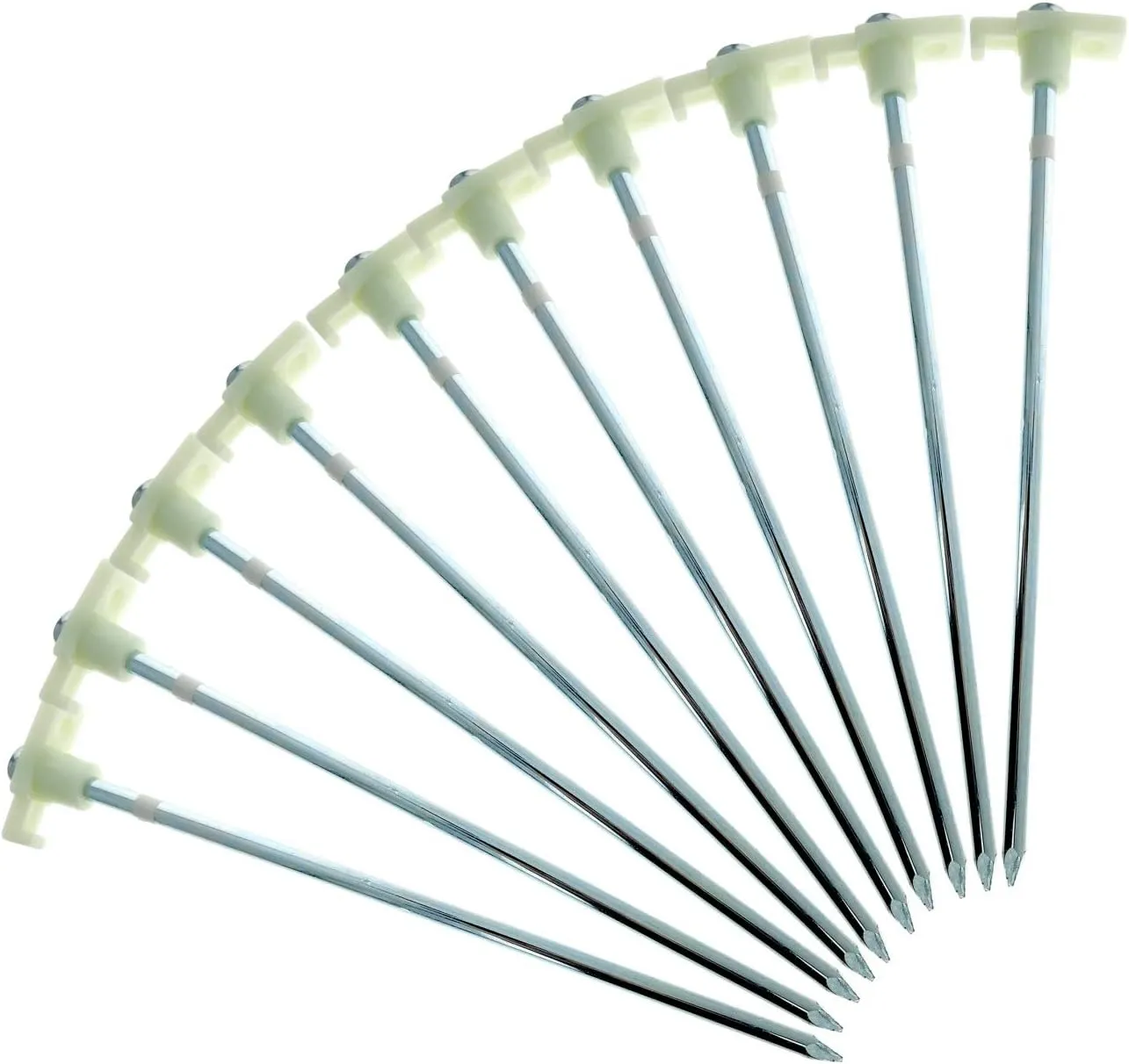 10-Piece Galvanized Steel Tent Pegs - Glow in The Dark Garden Stakes