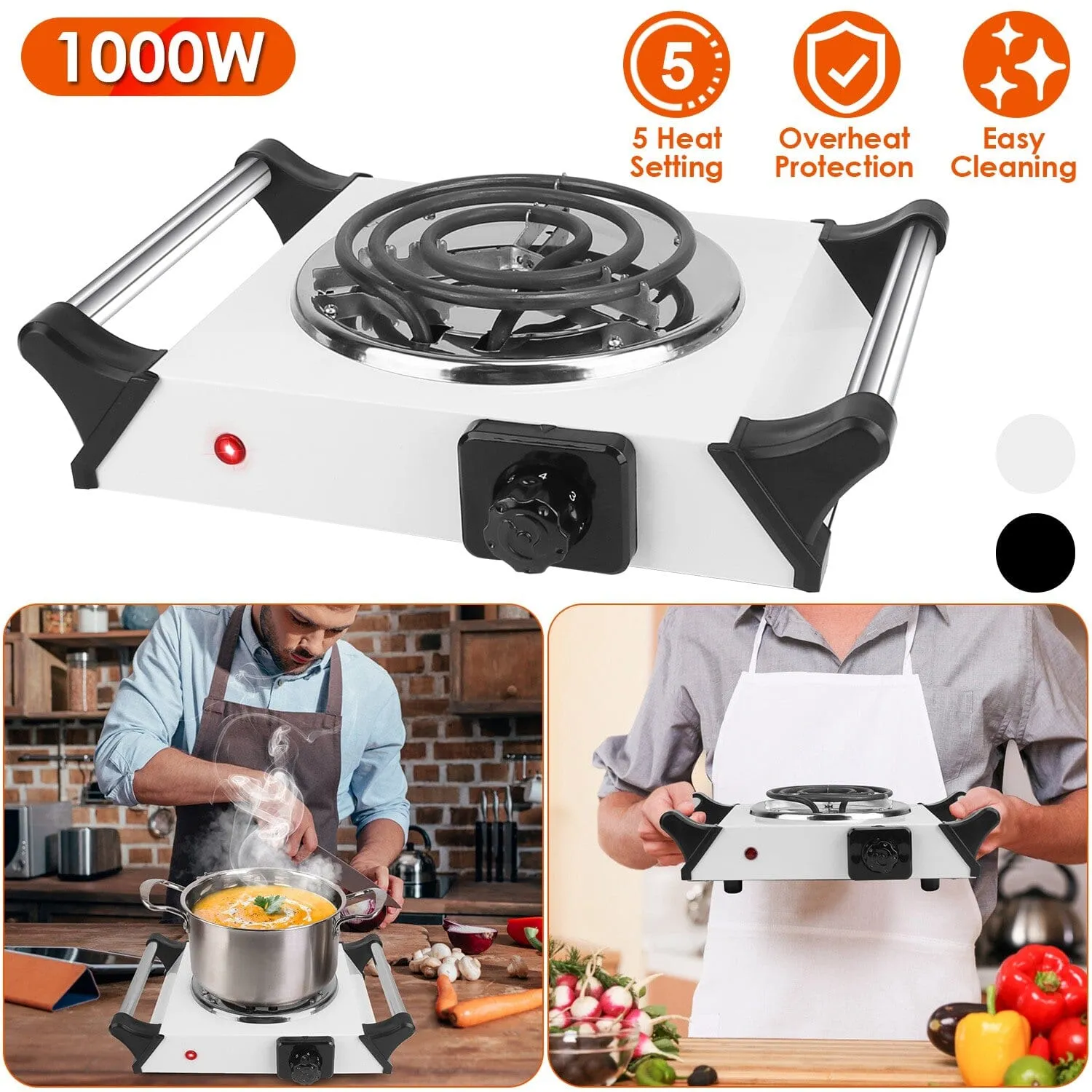 1000W Electric Burner Portable Coil Heating Hot Plate Stove Countertop