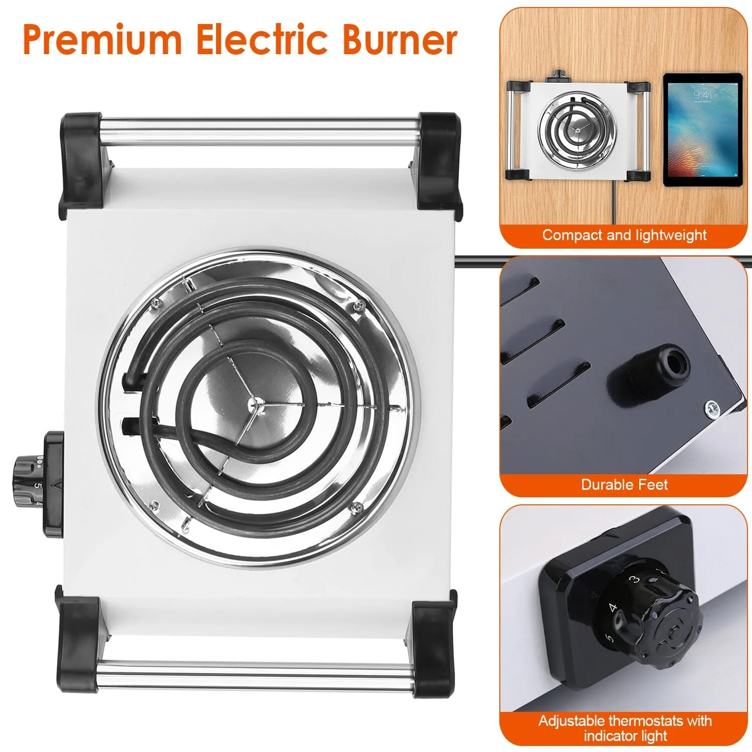 1000W Electric Burner Portable Coil Heating Hot Plate Stove Countertop