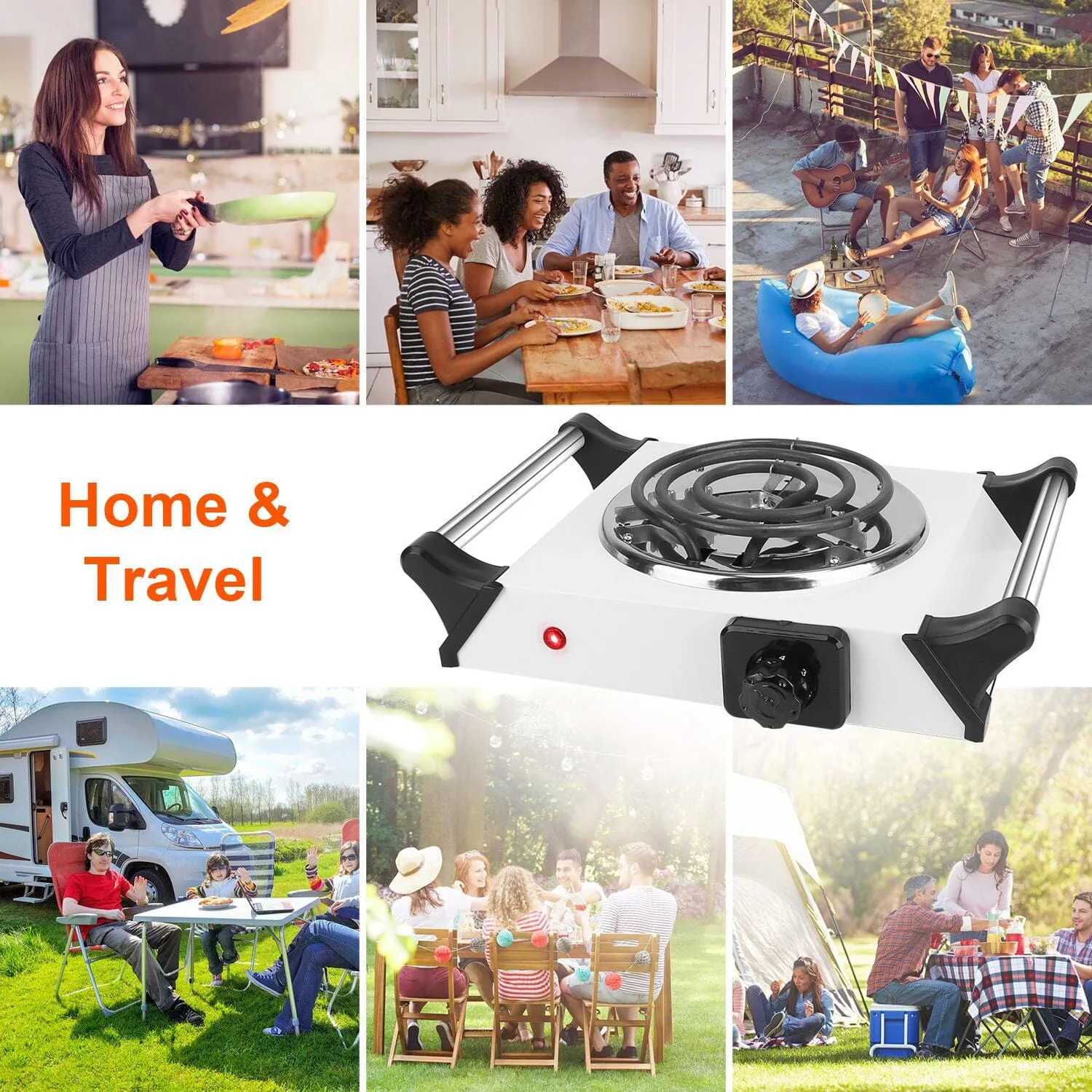 1000W Electric Burner Portable Coil Heating Hot Plate Stove Countertop