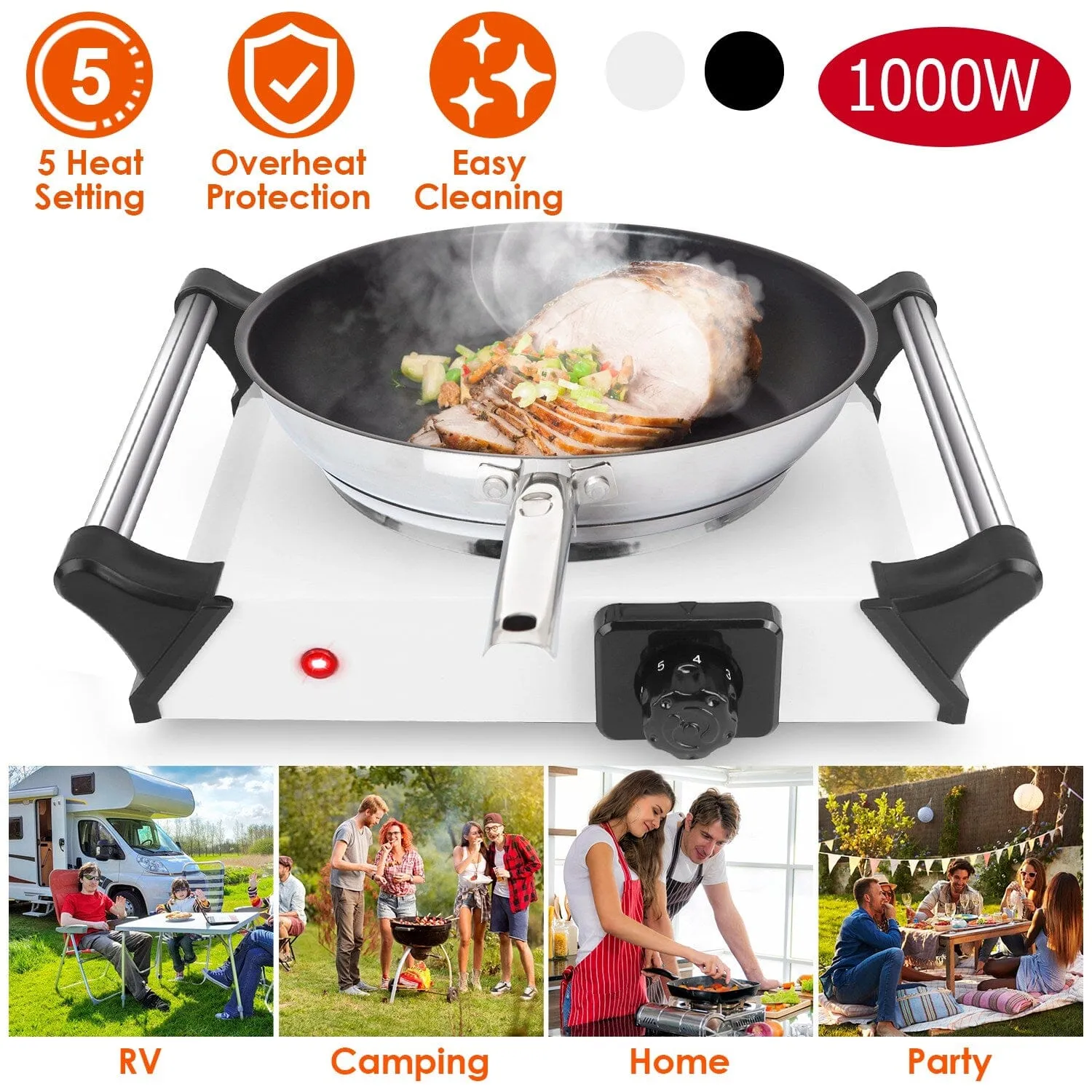 1000W Electric Burner Portable Coil Heating Hot Plate Stove Countertop
