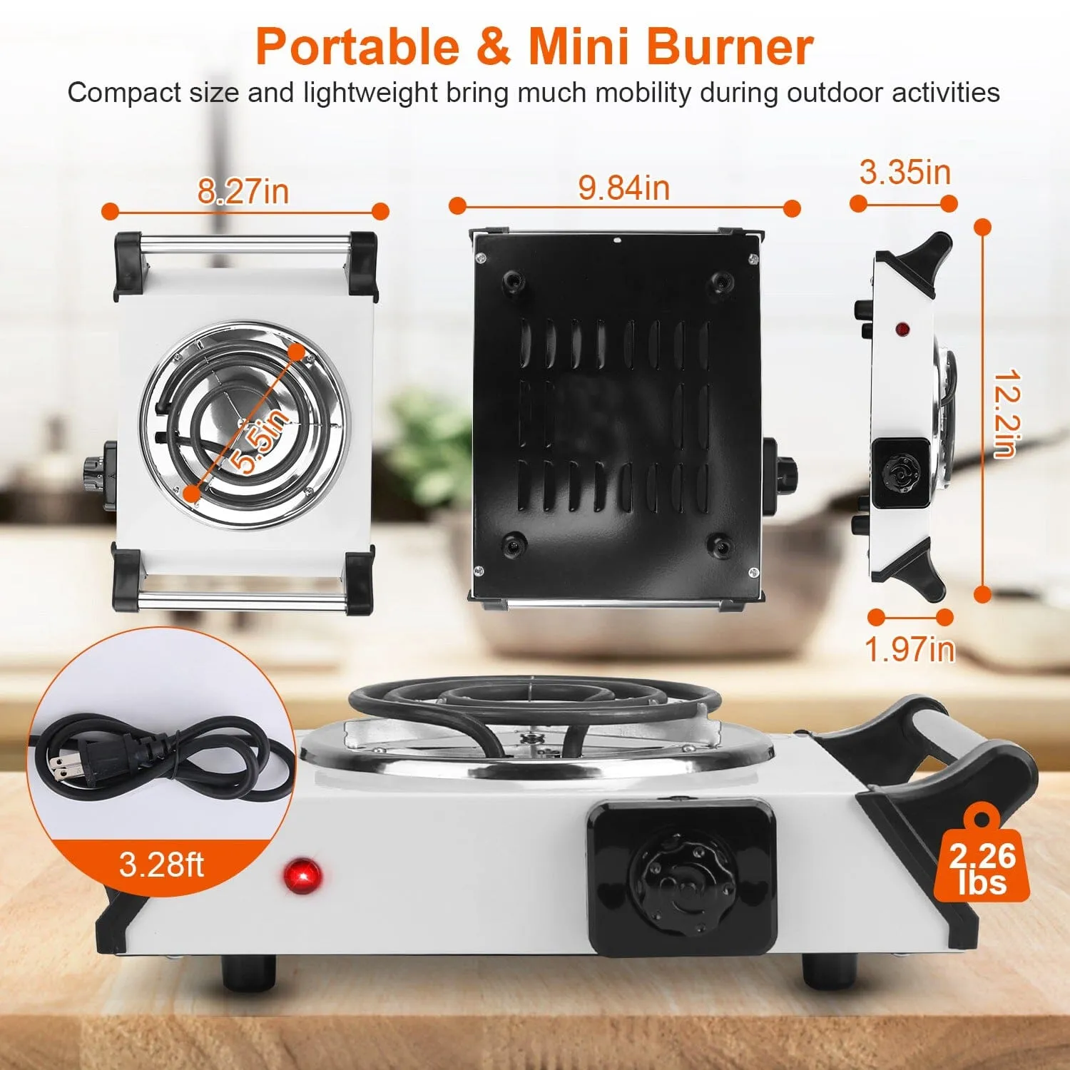 1000W Electric Burner Portable Coil Heating Hot Plate Stove Countertop