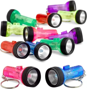 12pcs Mini Keychain Flashlight LED Torch Key Ring Durable for Camping Hiking Outdoor Parties Mixed Colors for Emergency Everyday Use