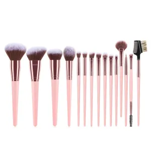 15 Brushes Set Large Loose Powder Brush Blush Eye Shadow Brush Beauty Makeup Tools(E)