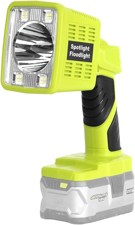 1600LM LED Flashlight Compatible with Ryobi 18v Li-Ion Battery, 3 Brightnesses, Cordless Work Light for Emergency, Car Repairing, Camping and Job Site Lighting(Battery Not Included)
