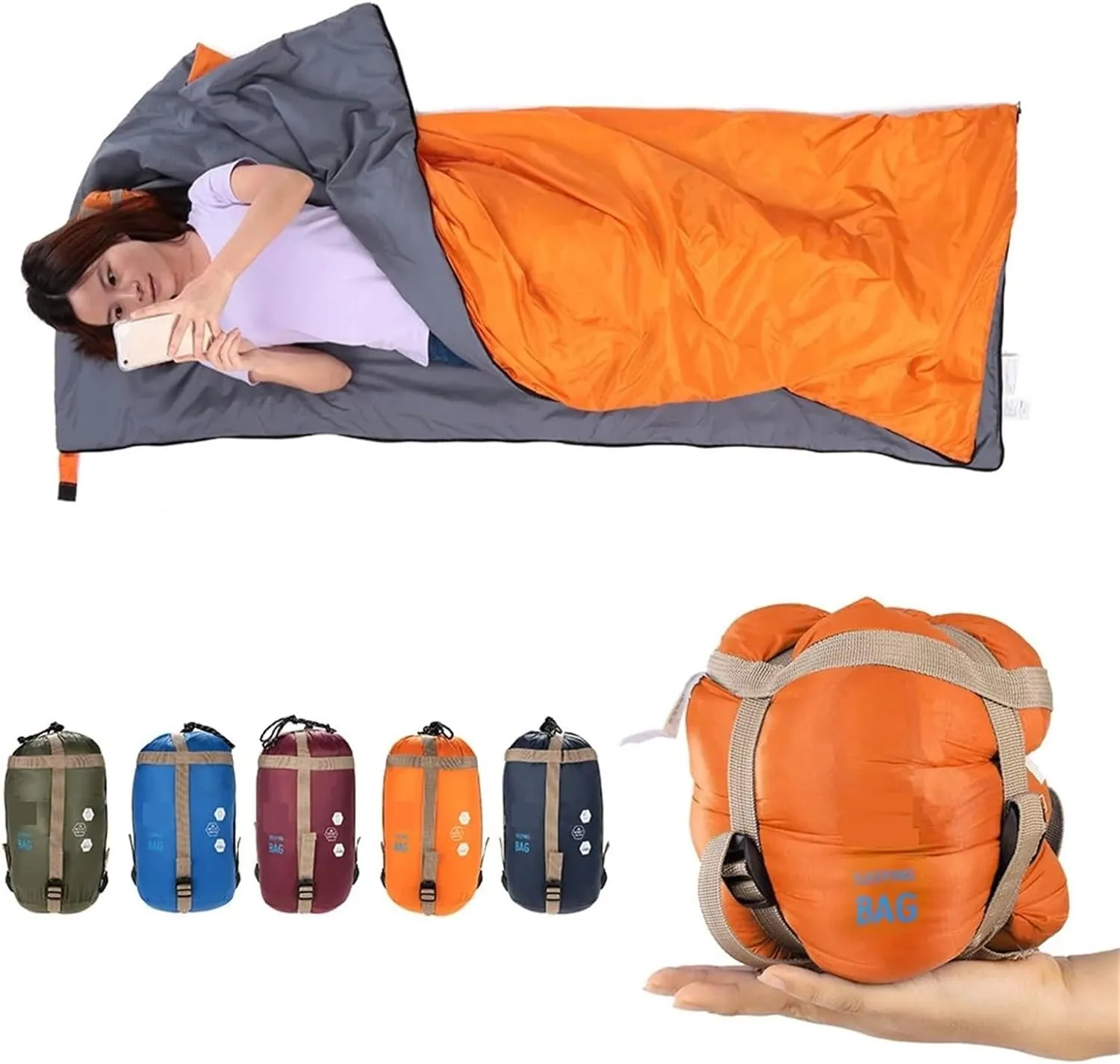 190 * 75cm Envelope Sleeping Bag Adult Camping Outdoor Mini Walking Beach Travel Sleep Sack Ultralight Travel Bag Spring Autumn