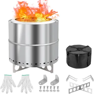 19.3in Portable Safe Burning Fireplaces for Outdoor Patio Camping, Firepit with Removable Ash Pan & Stand & Travel Bag