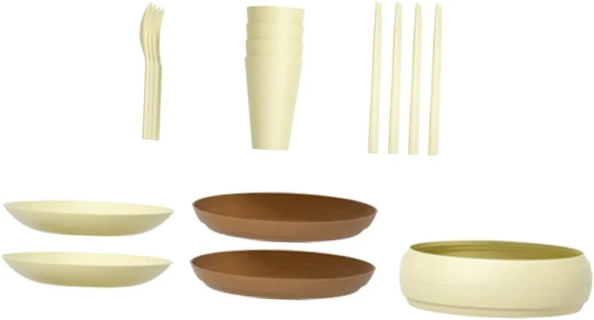 1set Portable Camping Tableware Reusable Cutlery Plates Cups Bowls and Chopsticks for Outdoor Picnics Lightweight Dining Essentials