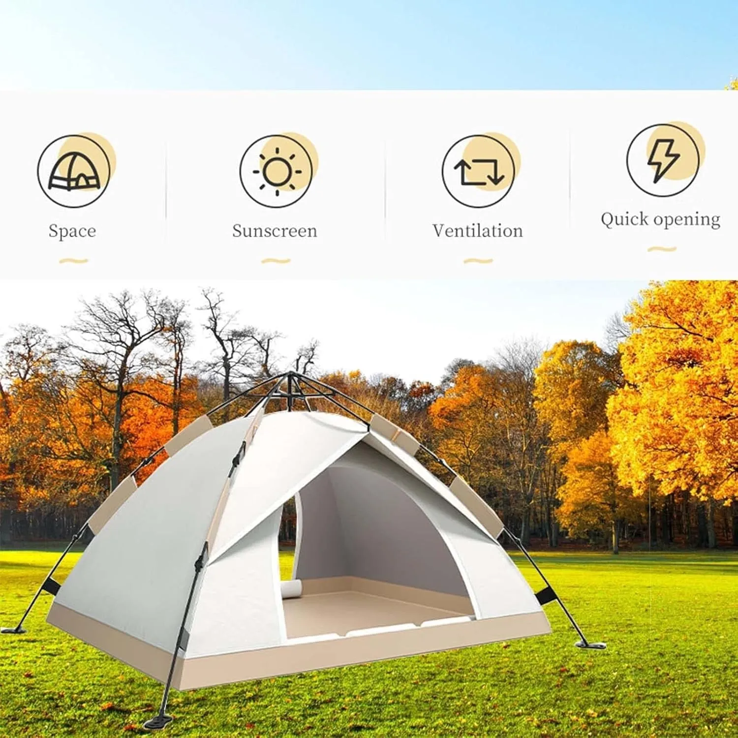 2-3 Person Instant Pop Up Camping Tent, Waterproof & Windproof, Lightweight Portable Tent for Family, Hiking, Backpacking, Beach, Easy Setup, Ultralight Outdoor Tent, 79x59x51 Inch