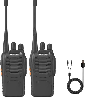 2 Pack BAOFENG BF-888S Walkie Talkie USB-C Charging 16 Channels Ham Radio for Adult 1500mAh Li-ion Battery Replacement BF-88A Radio with Flashlight (Black)