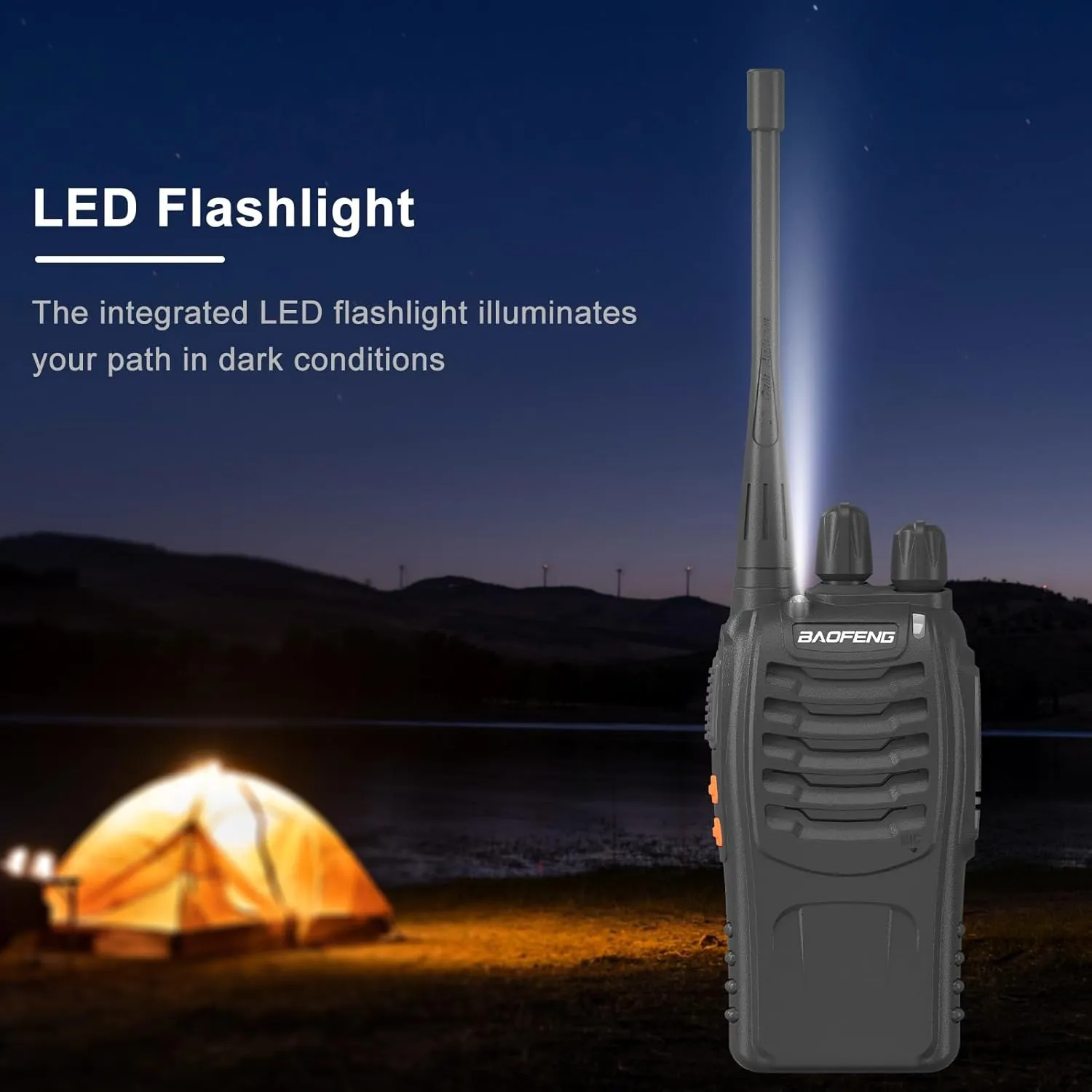 2 Pack BAOFENG BF-888S Walkie Talkie USB-C Charging 16 Channels Ham Radio for Adult 1500mAh Li-ion Battery Replacement BF-88A Radio with Flashlight (Black)