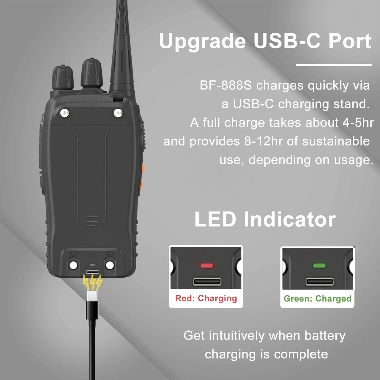 2 Pack BAOFENG BF-888S Walkie Talkie USB-C Charging 16 Channels Ham Radio for Adult 1500mAh Li-ion Battery Replacement BF-88A Radio with Flashlight (Black)