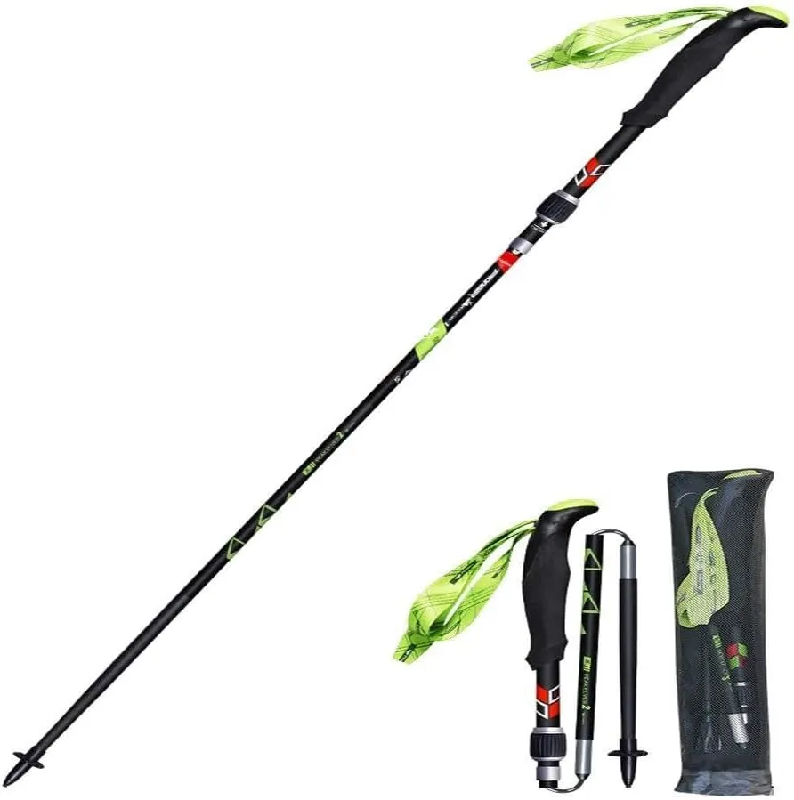 2-Pack Carbon Fiber Trekking Poles – Lightweight, Collapsible, Adjustable Hiking Walking Sticks with Quick Lock & EVA Grip for Camping & Backpacking