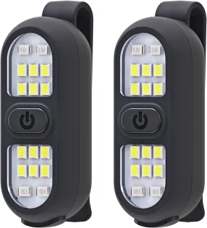 2 Pack Clip on Flashlights, Running Light for Runners Rechargeable Safety Lights for Walking at Night Hands Free Flashlight Portable LED Work Light Warning Flashing Camping Hiking Walking Dog Black