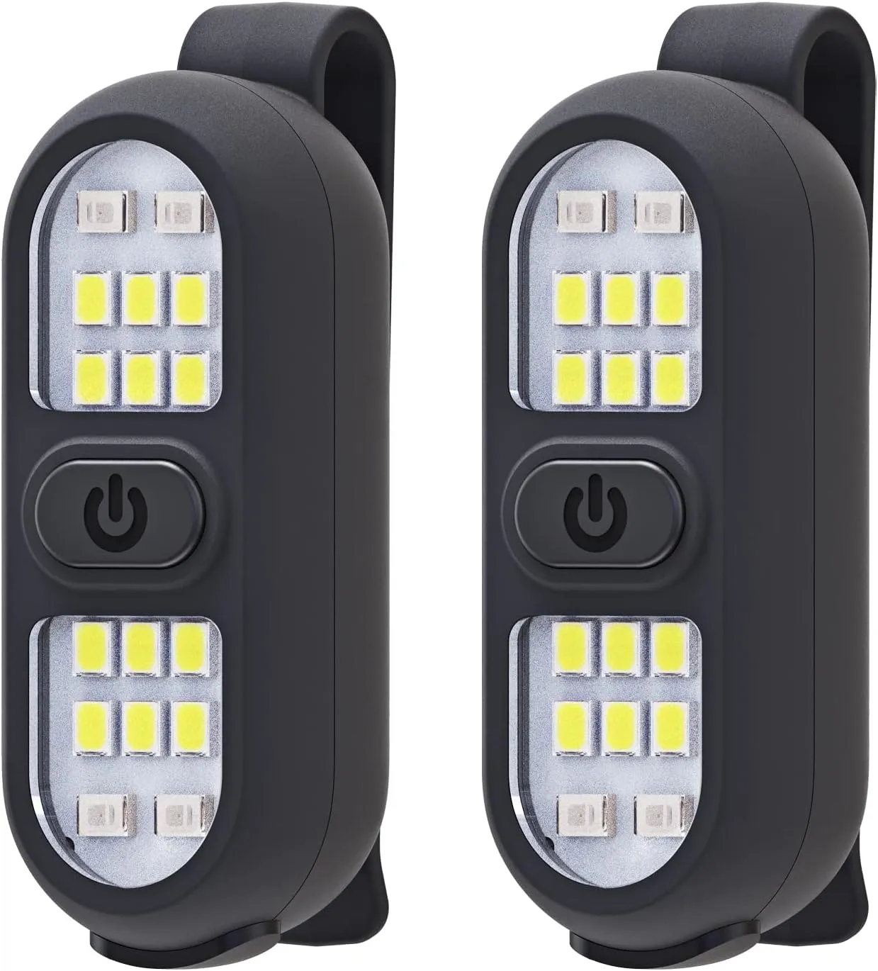 2 Pack Clip on Flashlights, Running Light for Runners Rechargeable Safety Lights for Walking at Night Hands Free Flashlight Portable LED Work Light Warning Flashing Camping Hiking Walking Dog Black