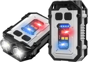 2 Pack Mini Keychain Flashlight with Clip, LED Magnetic EDC Key Chain Light for Mechanics with COB Sidelight, USB C Rechargeable Small Multi-Use Waterproof Light for Work Car Repair