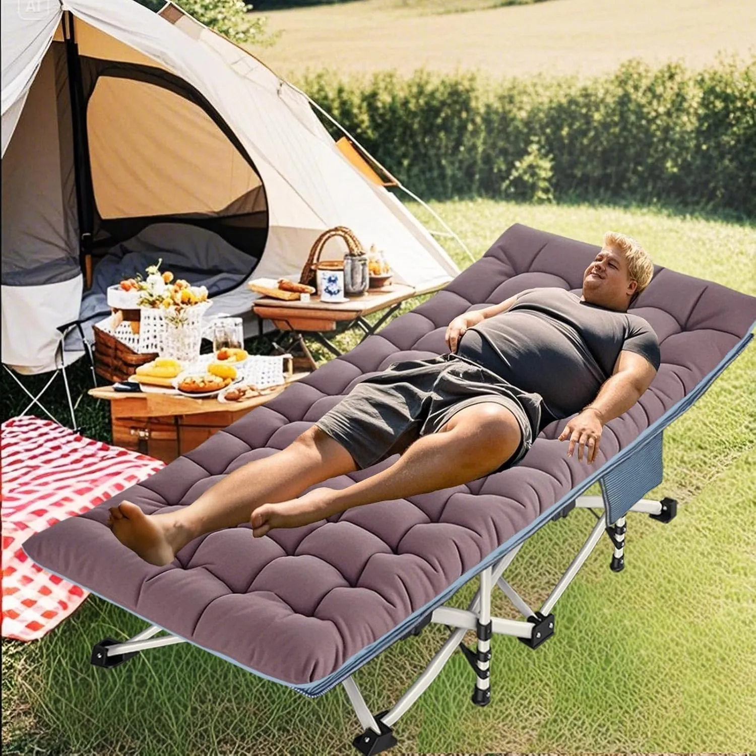 2 Pack Oversize XXL Camping Cot with Comfortable Mattress Camping Cots for Adults Extra Wide Cots for Camping Folding Cot Heavy Duty with Carry Bag for Outdoor Indoor Home