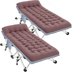 2 Pack Oversize XXL Camping Cot with Comfortable Mattress Camping Cots for Adults Extra Wide Cots for Camping Folding Cot Heavy Duty with Carry Bag for Outdoor Indoor Home