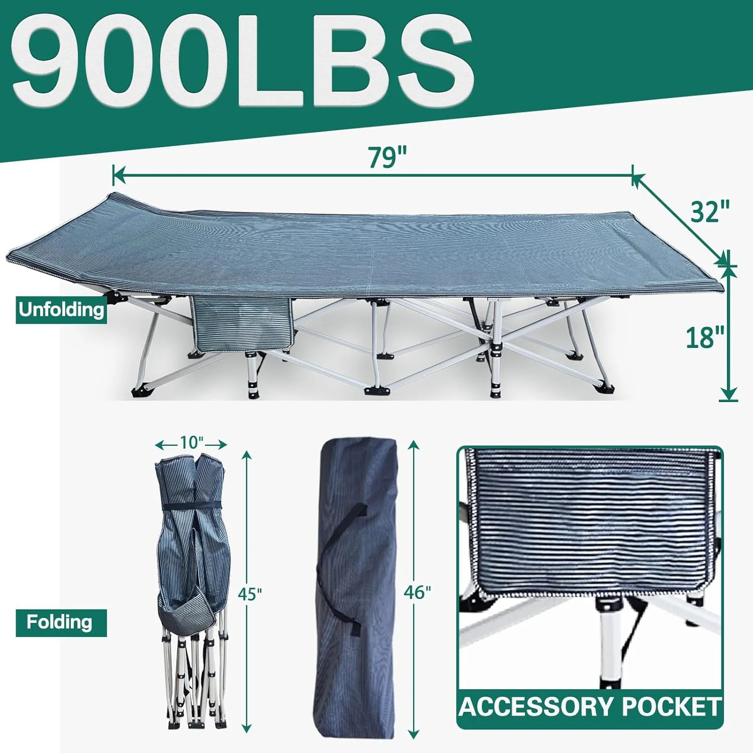 2 Pack Oversize XXL Camping Cot with Comfortable Mattress Camping Cots for Adults Extra Wide Cots for Camping Folding Cot Heavy Duty with Carry Bag for Outdoor Indoor Home