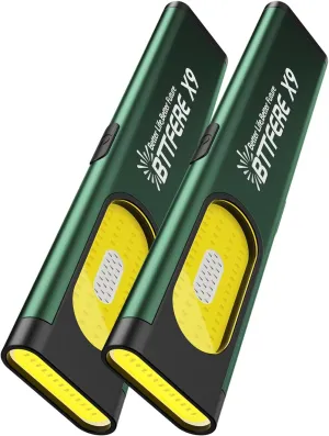 2 Pack Pocket Flashlight EDC Clip Light with Magnetic Base - 675 Lumen USB-C Rechargeable Slim Flat IPX4 Waterproof Dual Modes Compact LED Flashlight for Camping Travel Emergency