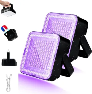 2 Pack Rechargeable Black Light, 60W 5000 mAh Dimmable UV Black Light, 100 LED 395 nM Ultraviolet Blacklight, for Dog Cat Pet Urine Stains Detection, Bed Bug, Scorpions, Bedroom, Camping, Outdoor