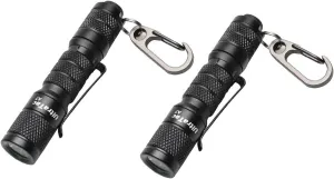 2 Pack Ultra Bright Compact EDC Keychain LED Flashlight 180lm Pocket Flashlight with Battery IPX7 Waterproof Tail Switch Flashlights for Camping, Hiking, Outdoor Activity Emergency Lighting