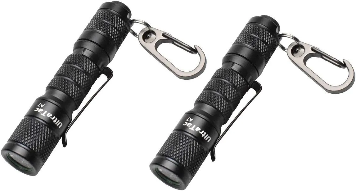 2 Pack Ultra Bright Compact EDC Keychain LED Flashlight 180lm Pocket Flashlight with Battery IPX7 Waterproof Tail Switch Flashlights for Camping, Hiking, Outdoor Activity Emergency Lighting
