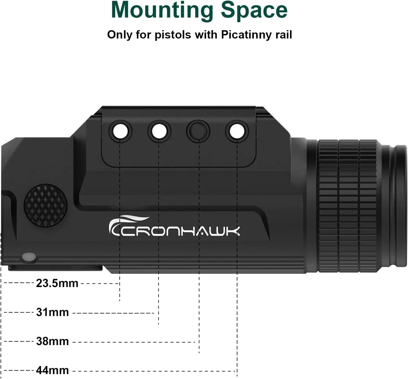 2 Pieces Rechargeable 700 Lumen Pistol Flashlight Rail Mounted Handgun Light