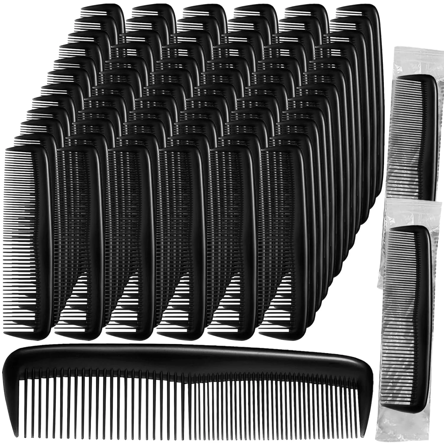 200 Pieces Hair Combs in Bulk, Aiofaervy Styling Comb Pocket Hair Combs Individually Wrapped Combs Travel Black Comb Bulk for Women Hair Styling Beard Combs for Men Barber Supplies,5Inch