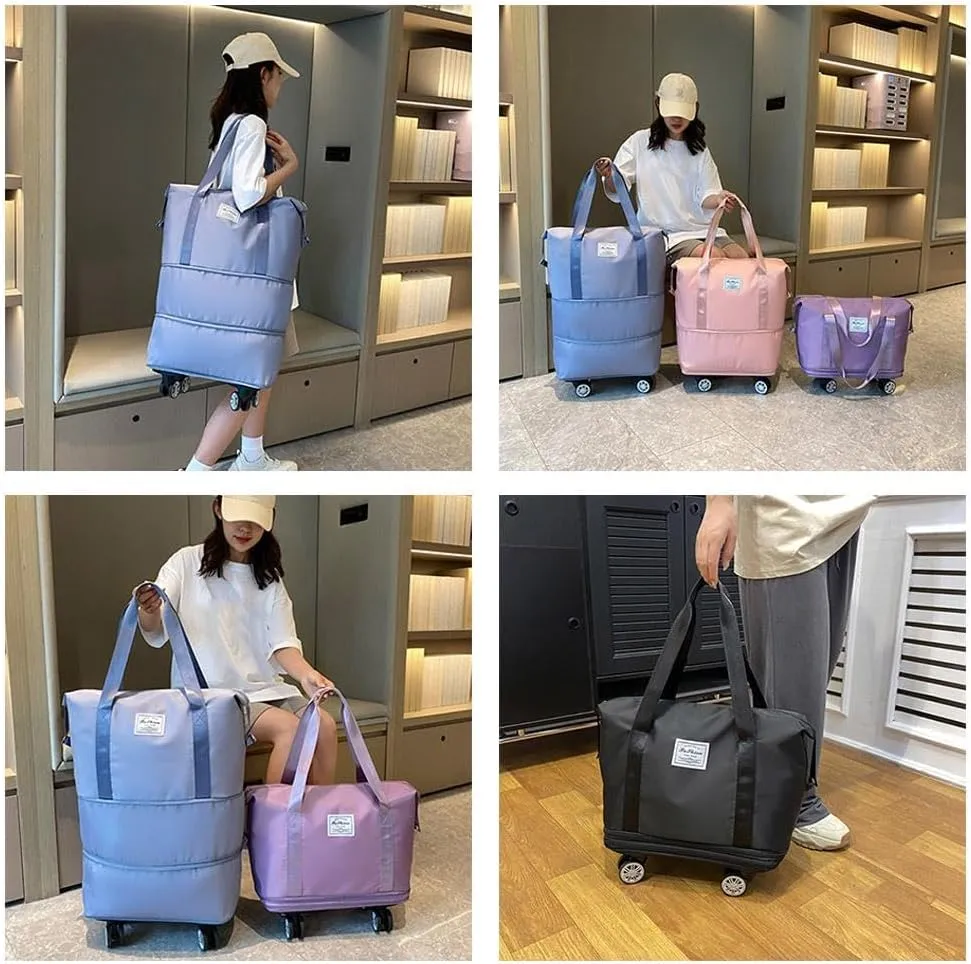 2025 New Travel Bag with Wheels,2025 New Large Capacity Travel Bag - Universal Wheel Removable,Expandable Foldable Duffle Bags,Dry and Wet Separation Large Expandable Capacity