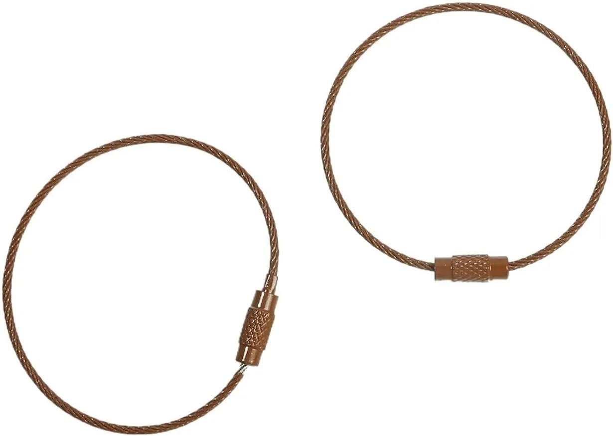 2/10pcs 50cm Colorful Stainless Steel Wire Keychain Cable Loop Screw Lock Rope Key Holder Keyring Key Chain Rings (Color : Brown, Size : 50cm 2pcs)