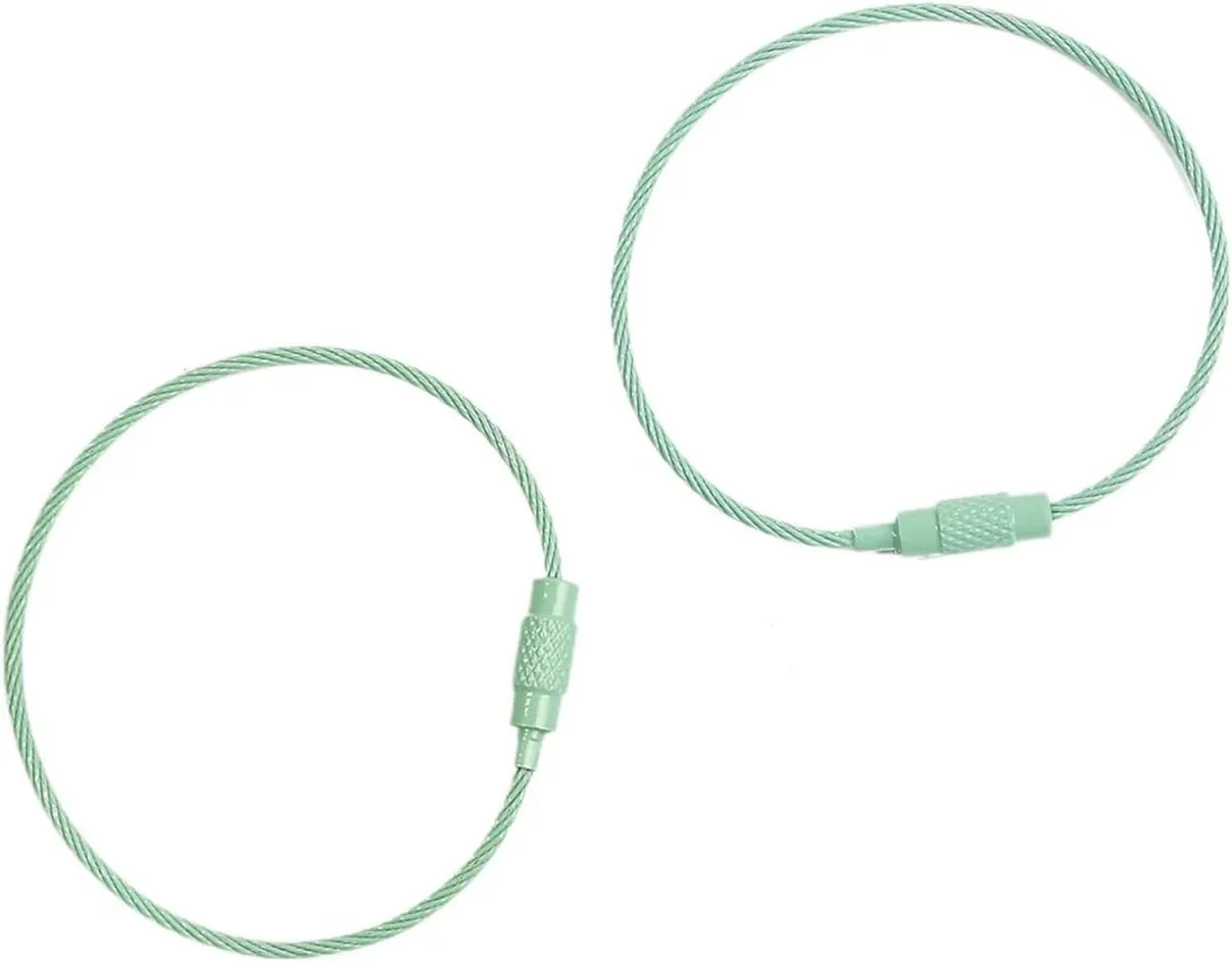 2/10pcs 50cm Colorful Stainless Steel Wire Keychain Cable Loop Screw Lock Rope Key Holder Keyring Key Chain Rings (Color : Green, Size : 50cm 10pcs)