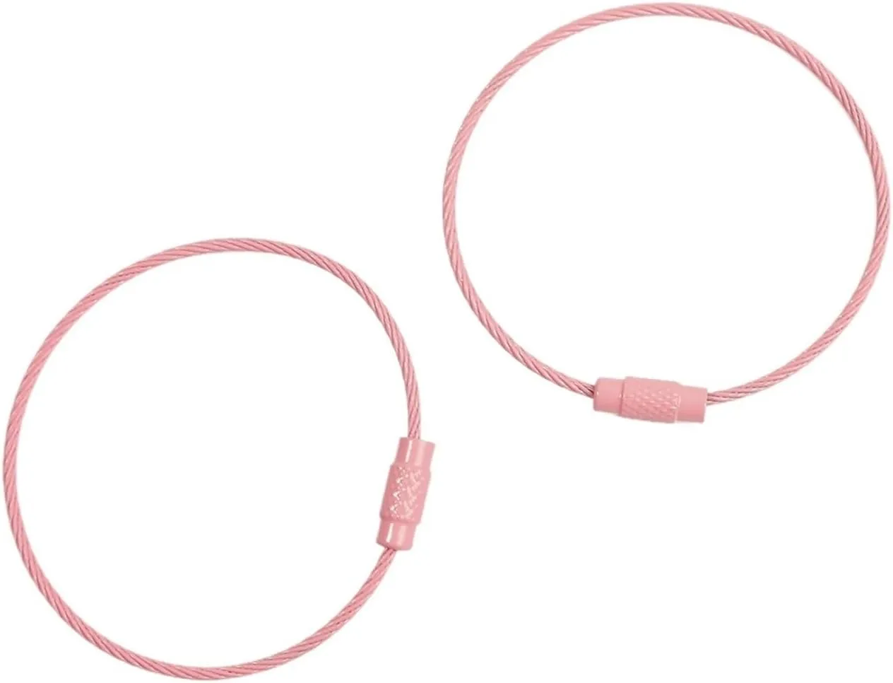 2/10pcs 50cm Colorful Stainless Steel Wire Keychain Cable Loop Screw Lock Rope Key Holder Keyring Key Chain Rings (Color : Pink, Size : 50cm 2pcs)