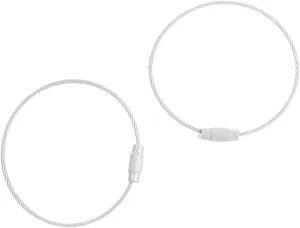 2/10pcs 50cm Colorful Stainless Steel Wire Keychain Cable Loop Screw Lock Rope Key Holder Keyring Key Chain Rings (Color : White, Size : 50cm 2pcs)