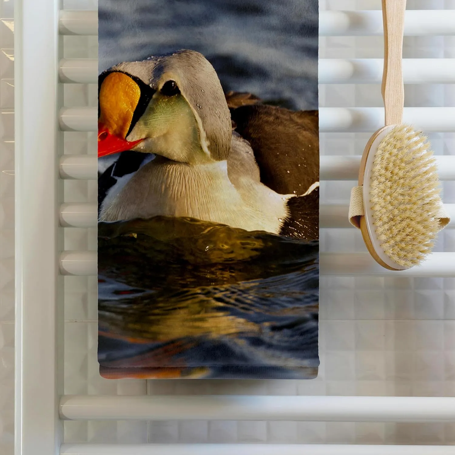 22x30 Bath Hand Pool Towel - King Eider Duck, Tundra Pond, Alaska, USA - US02 HRO0727 - Hugh Rose Ducks