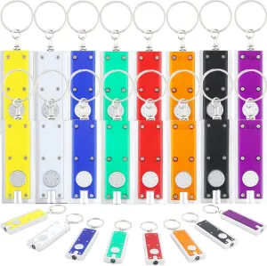 24 Packs Mini Flashlight Keychain Assorted Colors Portable Small LED Lights Flashlight Keychain Ultra Bright Flashlight Key Ring for Camping Hiking Outdoor Activity, 8 Colors