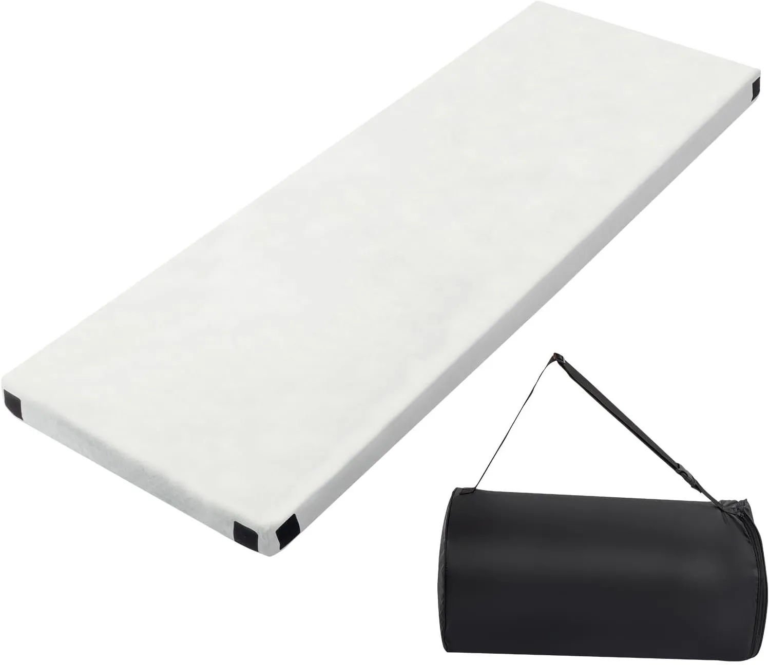 2.5" Thick Memory Foam Sleeping Pad, Portable Camping Mattress with Plush Fabric Cover, Water Resistant & Non-Slip Bottom, Includes Travel Bag, Perfect for Camping, Travel, and Indoor Use