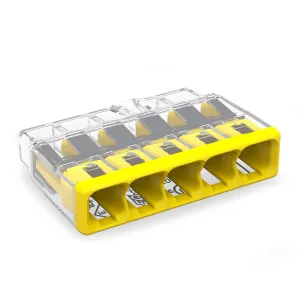 2773-405 | WAGO Wall-Nuts® PUSHWIRE® Splicing Connector | for Solid and Stranded Conductors | 5-Conductor | Yellow Cover | [Bag of 500 Pieces]