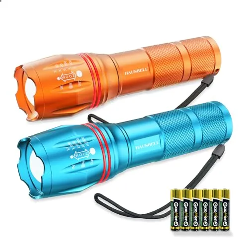 2pcs A100 LED EDC Flashlights High Lumens,Zoomable,Waterproof,Emergency Tactical