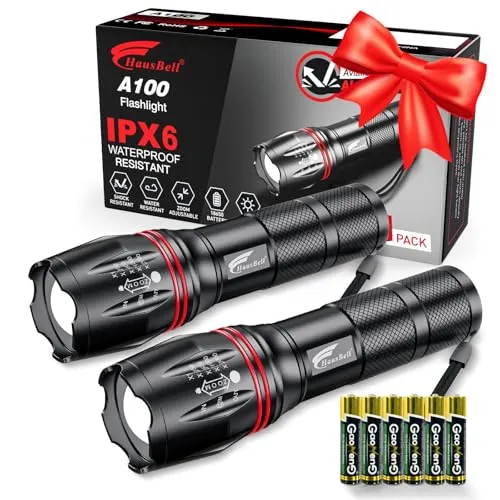2pcs A100 LED EDC Flashlights High Lumens,Zoomable,Waterproof,Emergency Tactical