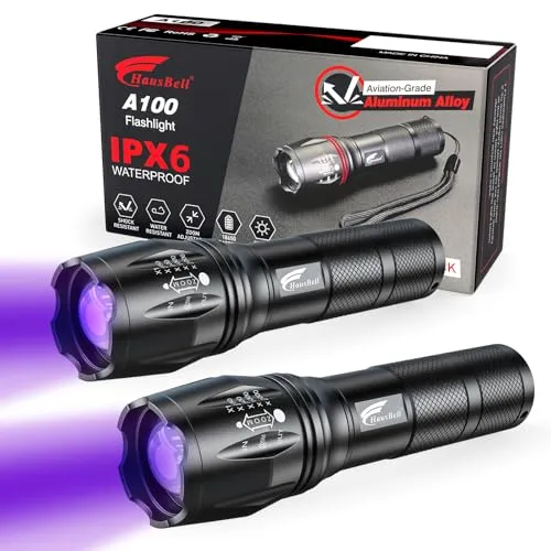2pcs A100 LED EDC Flashlights High Lumens,Zoomable,Waterproof,Emergency Tactical