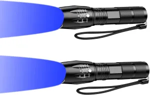 2pcs Blue Light Flashlight Single Mode Hunting Torch Flashlight Zoomable Waterproof Blood Tracker LED Light for Night Hunting Fishing