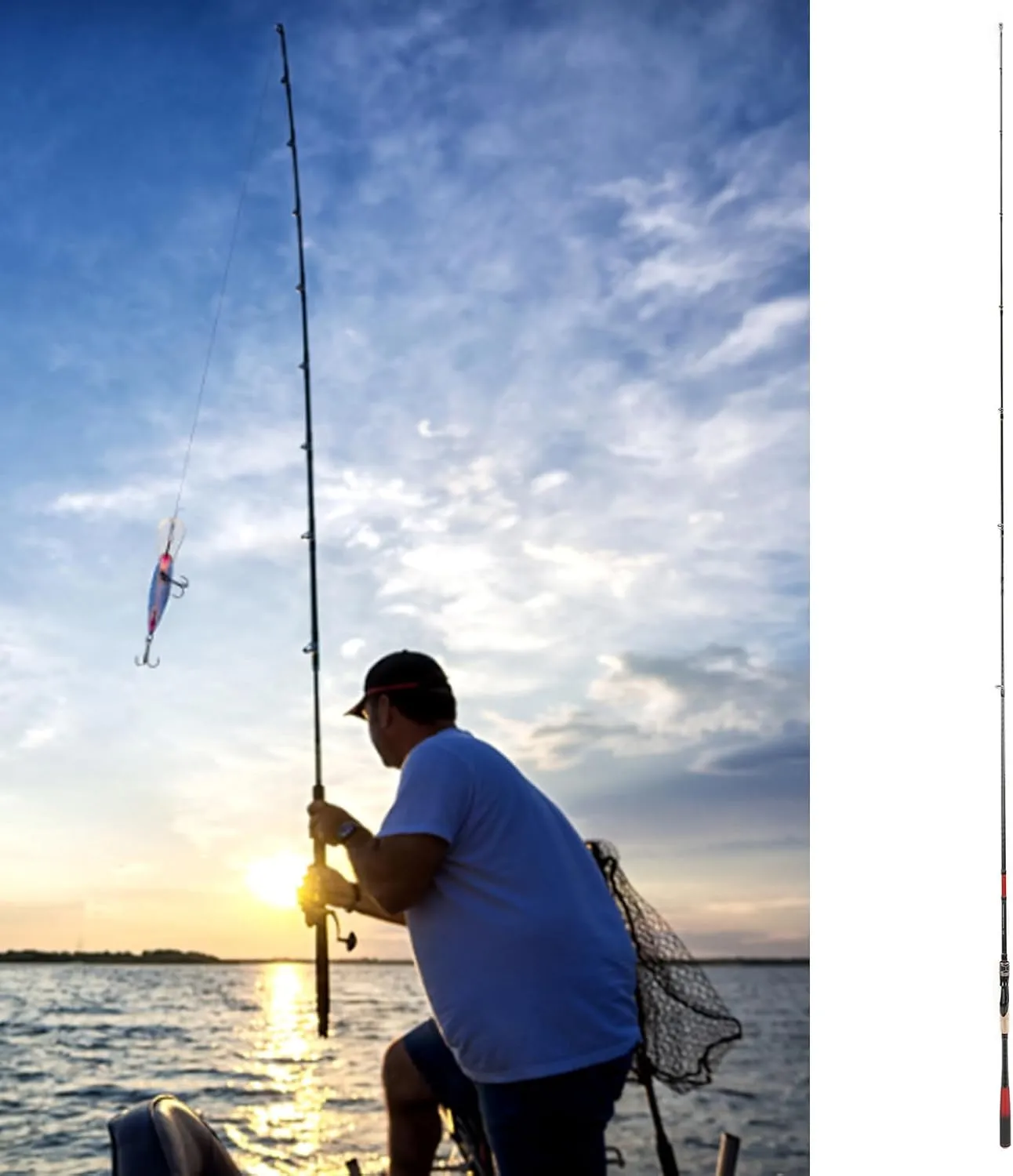 2PCS Fishing Rod Portable Fishing Pole Carbon Straight Handle Fishing Rod with Storage Bag Fishing Gear for Travel Saltwater Freshwater Fishing