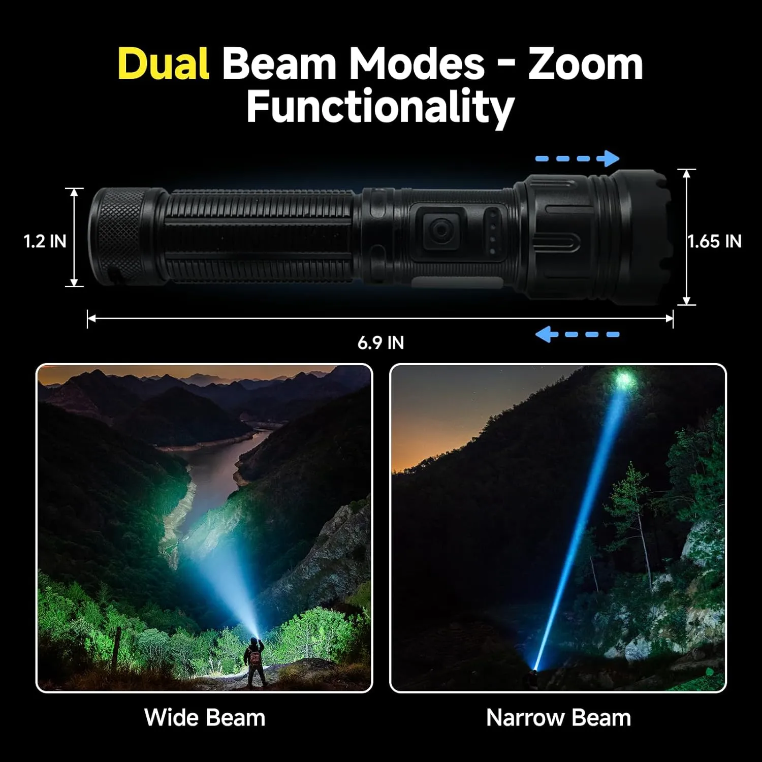 3 Pack High Lumens Rechargeable Flashlight, 990000lm 7 Modes LED Flashlights, Powerful Handheld Flashlight with Waterproof Aluminum Body for Emergency Camping Home, Power Bank Function