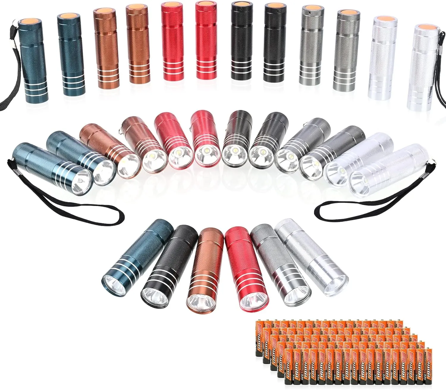 30-Pack Super Bright Mini Flashlight, 1W Aluminum Flashlights Bulk Set with Fluorescent Button AAA Batteries Included for Night Emergency Party Hiking Backpacking Pocket Gift