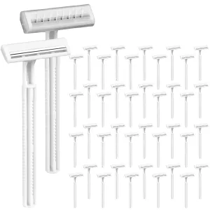 (300 Pcs) Bulk Razors Disposable With Clear Safety Cap,Disposable Razors Bulk For Men&Women,Stainless Steel Blade,Twin Blade Razor For Men,White