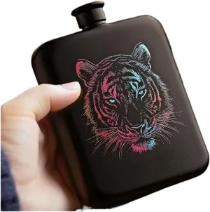 304 Stainless Steel Flasks with Funnel and Cups Outdoor Travel Steel Flasks Portable Flasks for Liquor for Men 6Oz(B)